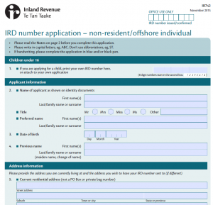 Das neue Formular zur Beantragung der IRD number muss per E-Mail oder Post an die Behörde gesendet werden